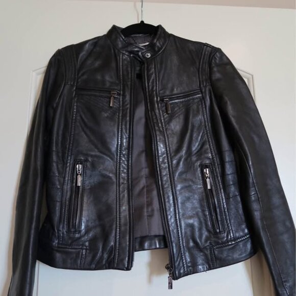 Bernardo Genuine Leather Black Moto Jacket, size PXS - Picture 1 of 3